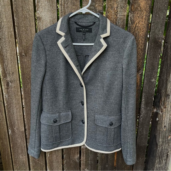 Rag & Bone 100% Wool Uni Blazer In Charcoal Gray Sz 4 - Picture 6 of 14